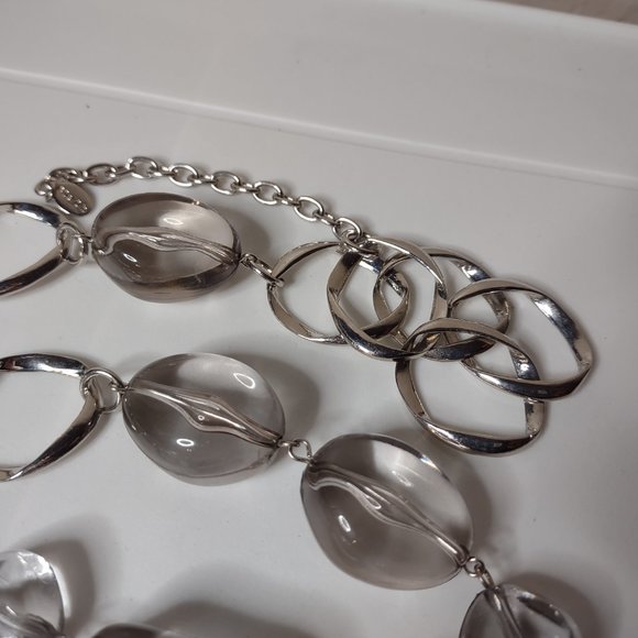 Long 41 Inch Dell'Olio Necklace With Large Clear Plastic Beads - Picture 8 of 12